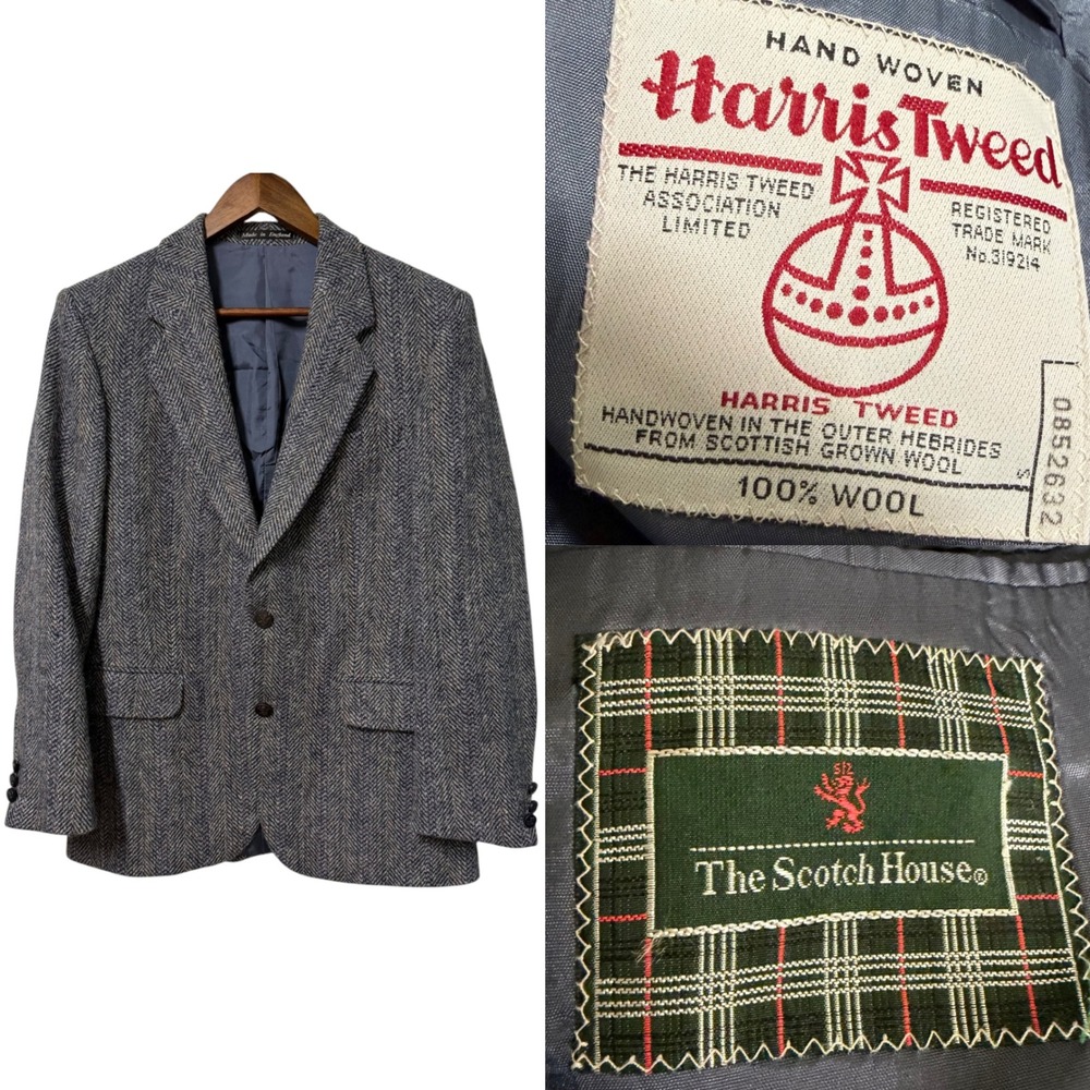 Harris Tweed The Scotch House Blazer Mens S Herringbone Wool Sport Coat Jacket